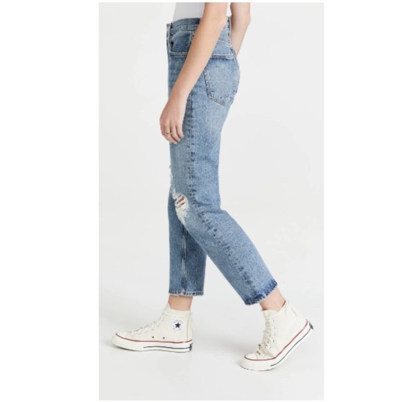 AGOLDE Lana Crop Mid Rise Vintage Straight Jeans Cornerstone Cut Off - Picture 5 of 9